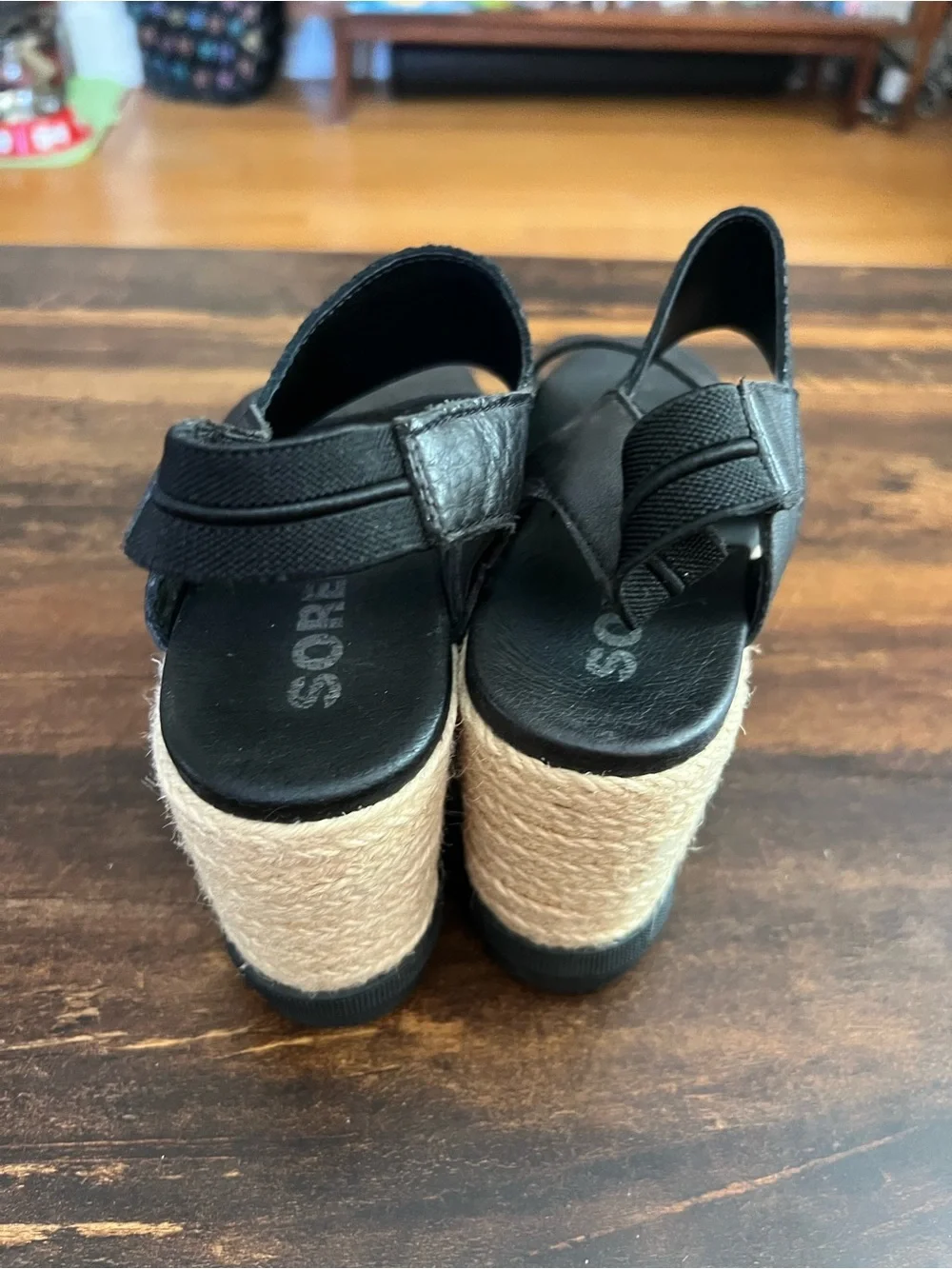 Black Wedge Espadrille Sandals - size 8.5